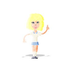 cartoon tough woman with idea