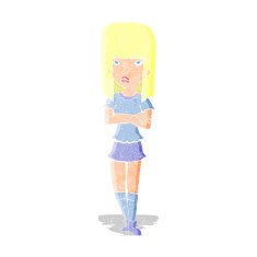 cartoon girl with crossed arms
