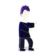 cartoon vampire waving hands