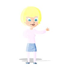 cartoon welcoming woman