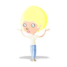 cartoon woman raising hands in air N2