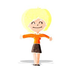 cartoon woman giving thumbs up sign