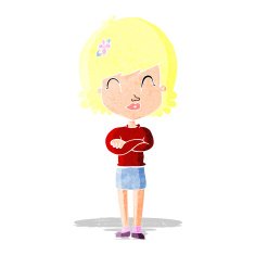 cartoon happy woman with folded arms N2