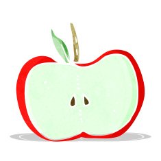 cartoon apple half