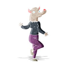 cartoon dancing werewolf woman