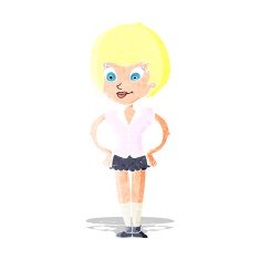 cartoon pretty woman with hands on hips N2