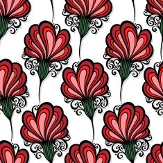 Seamless Floral Pattern (Vector) Hand Drawn Texture N51