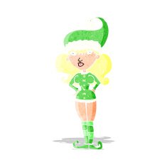 cartoon santa's helper woman