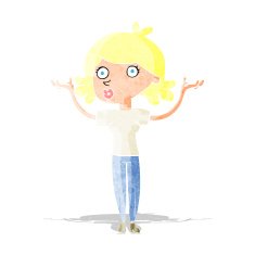 cartoon woman throwing arms in air