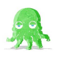 cartoon alien squid face