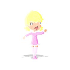 Cartoon Woman Waving N17