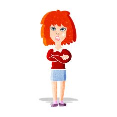 cartoon tough woman with folded arms