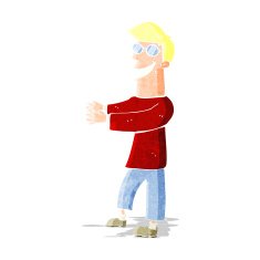 cartoon grinning man wearing glasses