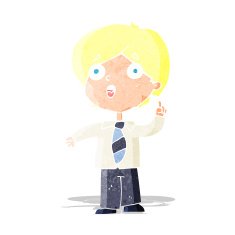 cartoon schoolboy answering question