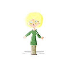Cartoon Woman Wearing Glasses N3