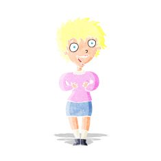 cartoon excited woman N14