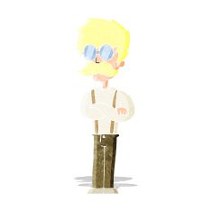 cartoon hipster man with mustache and spectacles