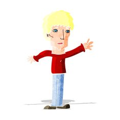 cartoon worried man reaching out
