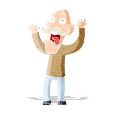 cartoon old man getting a fright