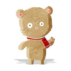 cartoon waving teddy bear N10