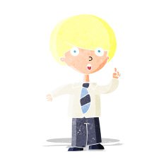cartoon school boy answering question N3