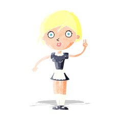 cartoon waitress making hand gesture