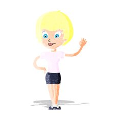 Cartoon Woman Waving N21