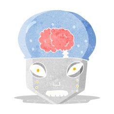cartoon spooky robot head N2