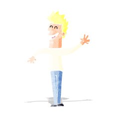 cartoon happy man waving N4