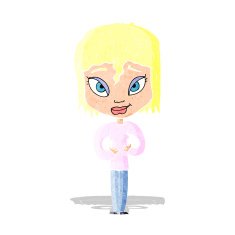 cartoon satisfied woman