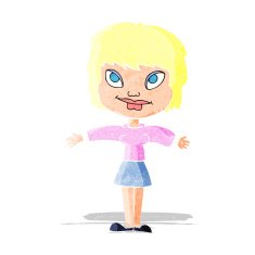 cartoon woman with open amrs