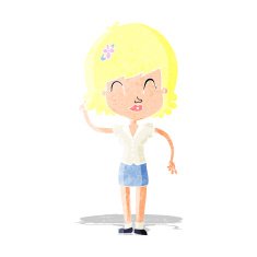cartoon pretty woman with idea N7