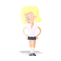 cartoon woman with hands on hips N14