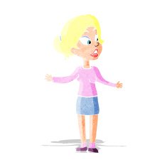 cartoon pretty woman explaining something