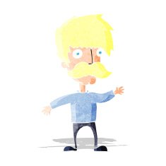 cartoon man with mustache waving