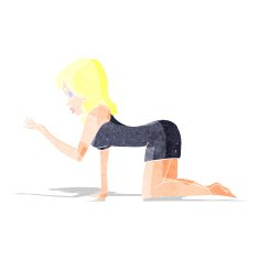 cartoon woman on all fours