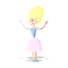 cartoon happy 1950's woman