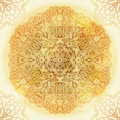 Hand drawn circular beige ornament N11