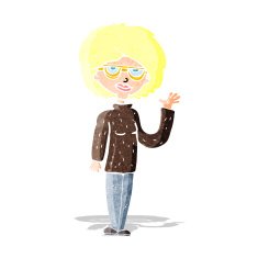 Cartoon Woman Waving N26