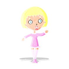 cartoon waving woman N10