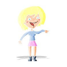 cartoon waving woman N11