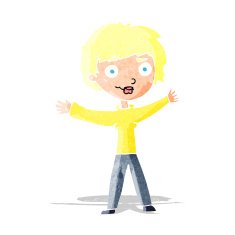 cartoon woman waving arms N2