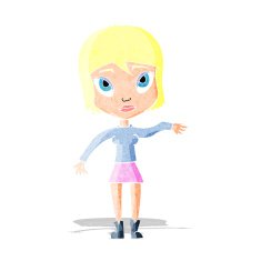 cartoon woman waving hand