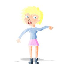 cartoon friendly woman waving N4