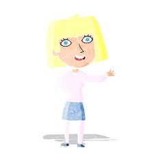 cartoon friendly woman waving N5