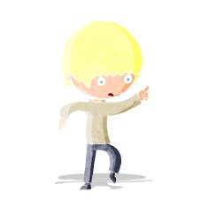 cartoon worried boy pointing