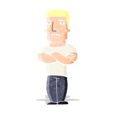 cartoon tough guy with folded arms