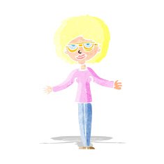 cartoon woman wearing spectacles N8