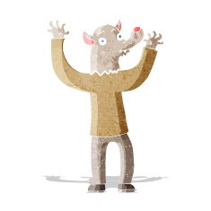cartoon happy werewolf man