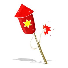 cartoon firework with burning fuse